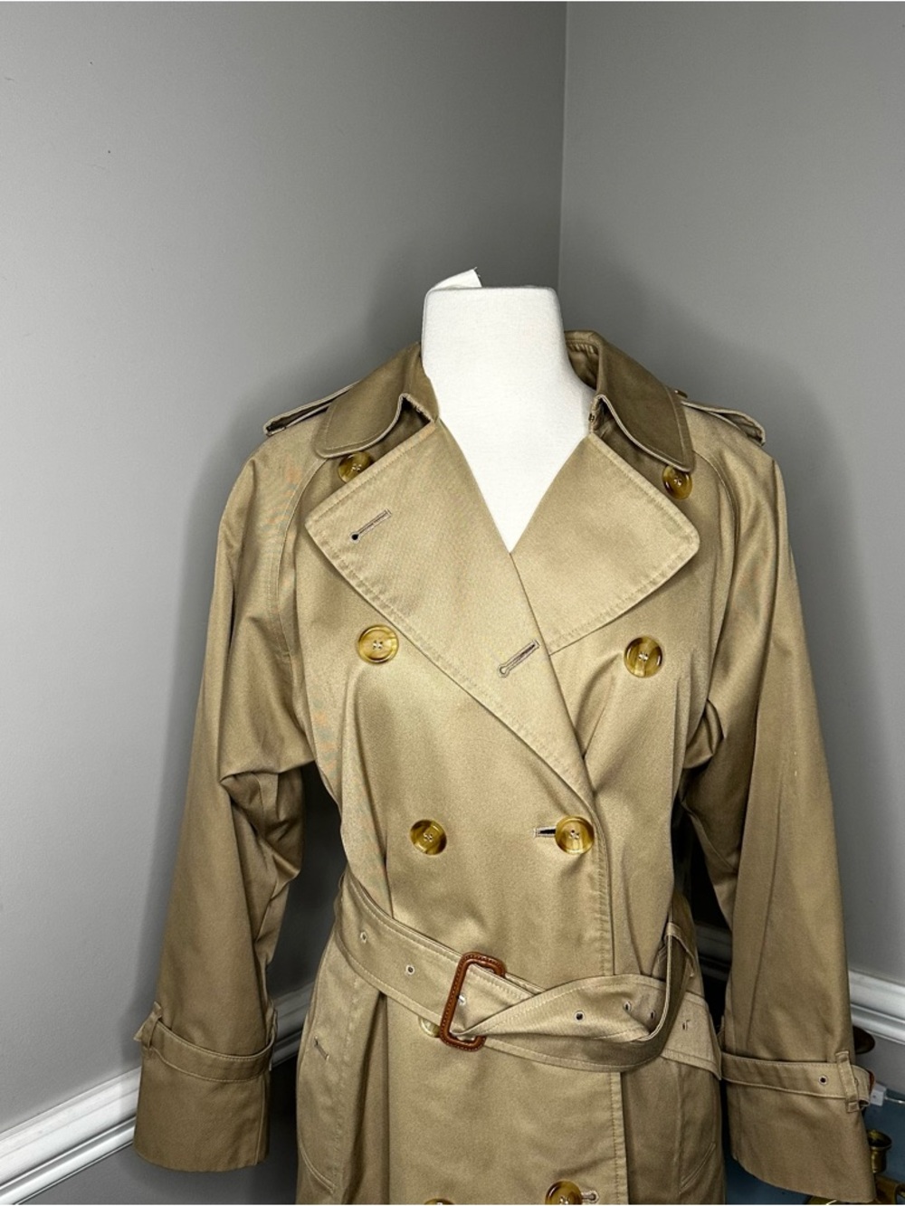 Vintage Burberrys Trench Coat Size 4 XLong Wool Liner Beige Classic Nova Check - Picture 2 of 16